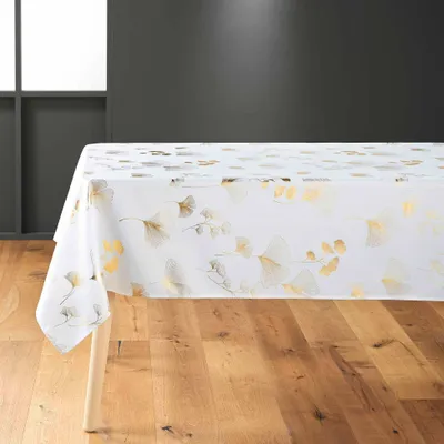 Produktbild von Tischdecke BLOOMY rechteckig, 140x250 cm, Polyester, weiß-gold metallic