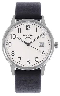 Obrázek produktu pro Boccia 3654-03 Pánské quartzové hodinky z titanu s černým koženým řemínkem