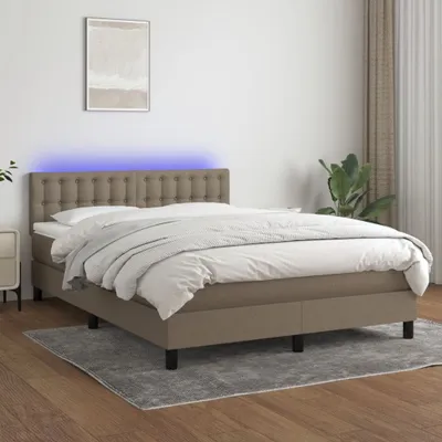 Produktbild von The Living Store Boxspringbett mit Matratze & LED Taupe 140x190 cm Stoff