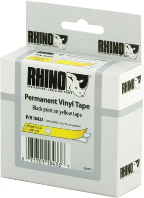Obrázok produktu pre DYMO RHINO - vinylová páska 19 mm x 5,5 m, čierna na žltej, D1, Vinyl, Belgicko, 5,5 m, 1 kusov, 34 mm