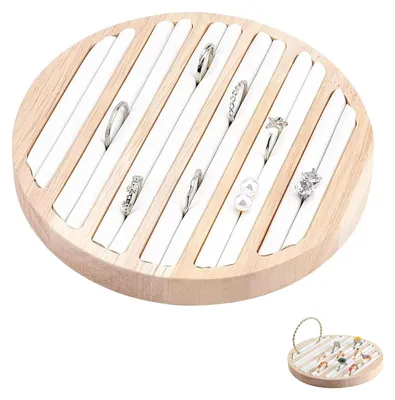 Hölzerner Ring-Organizer, rund, 6 Fächer, stapelbar