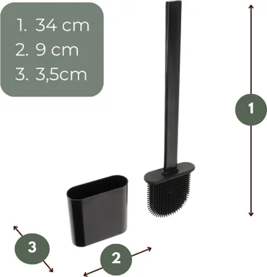 Produktbild von 2er Set Klobürste Silikon schwarz Wandmontage Silikon Toilettenbürste WC Bürste Klobürstenhalter ohne bohren WC Bürstengarnitur Toilettenbürste 2 Stück