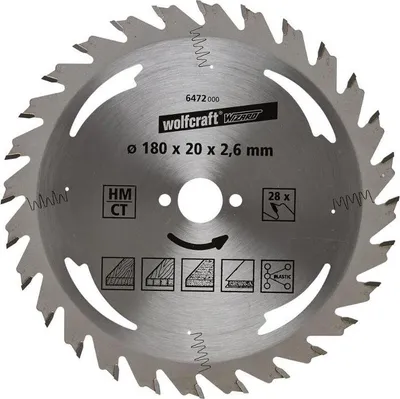 Zdjęcie produktu dla Brzeszczot Wolfcraft - cięcia wzdłużne ø180x20 Z24 6472000