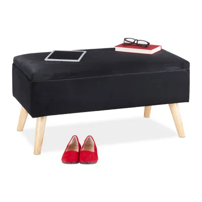 Obrázok produktu pre Zamatová lavica s úložným priestorom RD34483, čierna