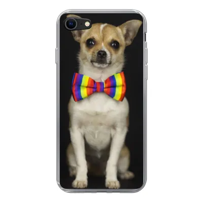 Produktbild von MuchoWow® Handyhülle Schutzhülle Hülle für iPhone SE 2022 Hund - Fliege - Schwarz Silikon Softcase Handy Hülle