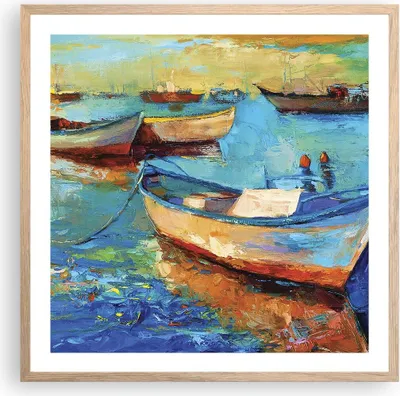 Produktbild von Gerahmtes Poster - Rahmen in heller Eiche - £ódŸ Hafen Bunt - 60x60 cm - Wand Bild - Wanddeko - Wandbilder - Kunstposter - Wandposter - Bilderrahmen - Bilder - Kunstdruck - Wandbild - P2NAC60x60-4160