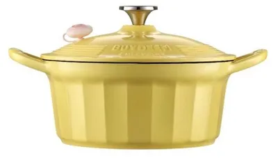 Productafbeelding van BUYDEEM Geëmailleerde gietijzeren pan, model CP551, 3,95 liter, 25 cm, kleur: zachtgeel