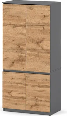 Zdjęcie produktu dla Szafa Do Sypialni Loft 80Cm Półki Nowoczesna Z Drążkiem Szary Dąb Wotan