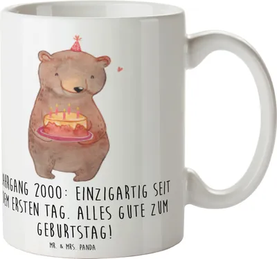 Produktbild von Mr. & Mrs. Panda Tasse 2000 Geburtstag - Weiß - Geschenk, Erinnerungen, Geburtstagsgeschenk, Alter, Teetasse, Happy Birthday, Bürotasse, besondere Geschenke, Geburtsjahr