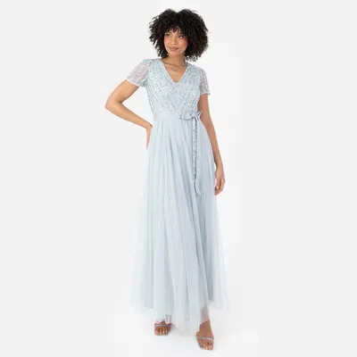Produktbild von Maya Deluxe Damen Maxikleid für Damen, ideal für Brautjungfern, mit V-Ausschnitt und Ballkleid-Schnitt