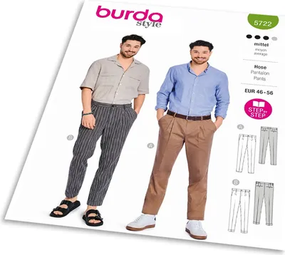 Productafbeelding van Burda patroon 5722 - Herenbroek, broek met plooien