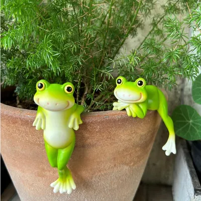 2er-Set Froschfiguren aus Kunstharz, lustige Froschstatuen für Garten & Aquarium