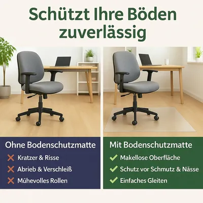 Produktbild von Bodenschutzmatte Transparent PVC 1,00 m x 1,00 m x 2 mm Zuschneidbar Bürostuhl Rutschfest Schreibtischunterlage