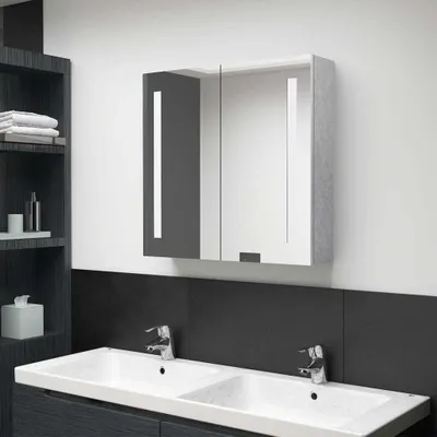 Produktbild von The Living Store LED-Bad-Spiegelschrank Betongrau 62x14x60 cm