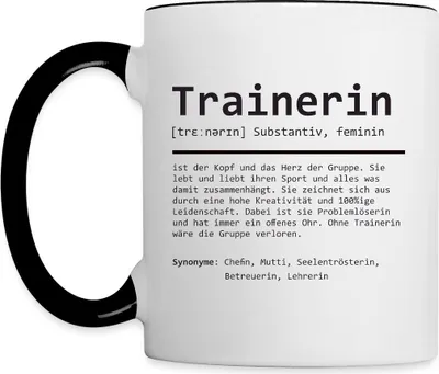 Produktbild von Spreadshirt Definition Trainerin Tasse Zweifarbig, One size, Weiß/Schwarz