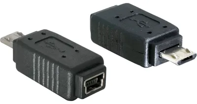 Zdjęcie produktu dla DeLOCK Adapter USB micro-B male to mini USB 5-pin, USB micro-B, mini USB 5p, Czarny