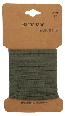 Gummiband 3m x 5mm Gummilitze Gummi elastisches Band Wäscheband armeegrün