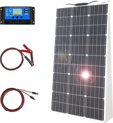Obrázek produktu pro Flexibilní sada solárních panelů, vysoce účinná monokrystalická konstrukce, vodotěsná, 100w sada