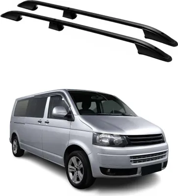 Image de Barres de toit longitudinales pour VW T5 Transporter 2003-2015 L2 Long Alu Noir