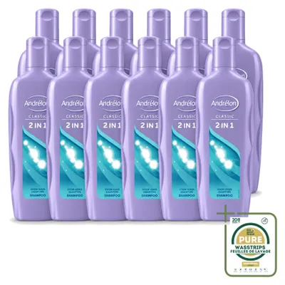 Image de 12 bouteilles de shampooing 2-en-1 Andrélon - 450 ml - Lot de 12