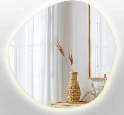 Produktbild von LED Groß Unregelmäßige Spiegel - Niere Ovale - LED- Farbe Warm (3000K) – Boho-Loft-Stil - 97 cm x 96 cm
