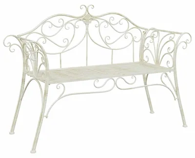 Obrázek produktu pro Zahradní lavice 2-Počet míst 130 x 47 x 90 cm Ocel Antická bílá
