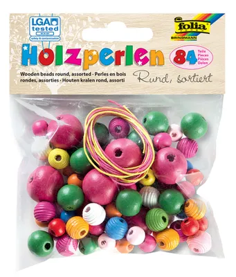 Image de Perles en bois colorées Happy Kidz, rondes 21406196184