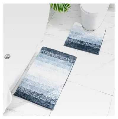 Produktbild von Badematten-Sets 2 Stück wasserabsorbierende Badematten und Toilettenmatten rutschfeste Badteppiche maschinenwaschbar für Badezimmer
