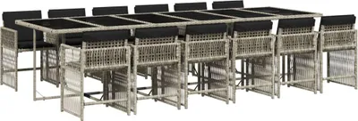 Immagine prodotto di vidaXL set da pranzo da giardino da 13 pezzi con cuscini in rattan grigio chiaro