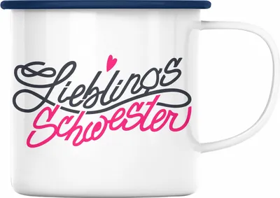 Produktbild von Trendation - Beste Schwester Emaille Tasse Geschenk von Schwester an Schwester Lieblingsschwester (Blau)