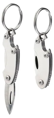 Image de Lot de 2 couteaux pliants, forme olive, 42 mm en position fermée, lame en acier 7Cr, ouvre-bouteille, manche en acier inoxydable, 10g