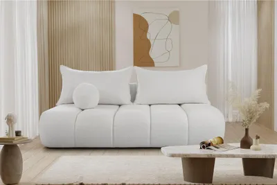 Produktbild von Schlafsofa Designersofa Sofa 3-Sitzer ANZIA in Stoff Ascot Bukla Altweiß