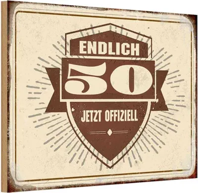 Produktbild von vianmo Holzschild 20x30 cm Glückwunsch endlich 50 Geschenk