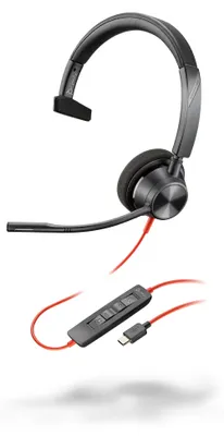 Zdjęcie produktu dla HP Poly Jednouszny zestaw słuchawkowy Poly Blackwire 3310 USB-C + przejściówka USB-C/A, Przewodowa, Business/Everyday, 103 g, Zestaw słuchawkowy, Czarny