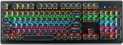 Produktbild von Kabelgebundene mechanische Tastatur mit 104 Tasten, blauer Schalter, ergonomisches Design, RGB-Hintergrundbeleuchtung, mehrere Beleuchtungsmodi, kompaktes Layout, e Gaming-Tastatur, kompatibel mit Windows und MAC, tragbar