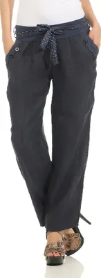 Produktbild von Mississhop 269 Damen Leinenhose Freizeithose 100% Leinen Hose elegante Stoffhose Dunkelblau XL