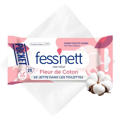 Produktbild von Fess'Nett feuchtes Toilettenpapier Pocket Fleur de Coton 20 Stück – 1 Packungen
