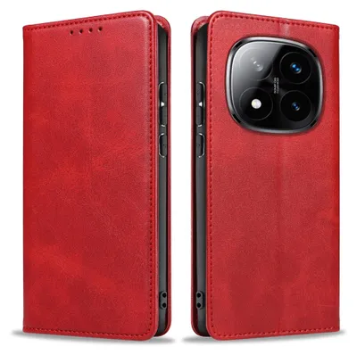 Produktbild von Handyhülle für Xiaomi Redmi Note 14 Pro 5G Kunstleder Flip Cover Hülle Klapphülle Case Kartenfach Farbe: Rot