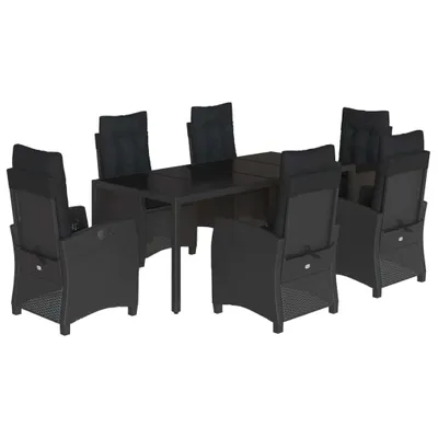 Produktbild von 7-tlg. Garten-Essgruppe mit Kissen Schwarz Poly Rattan
