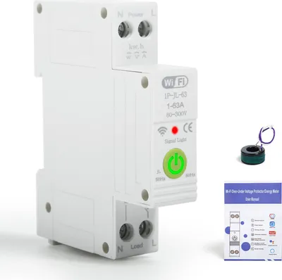 Image de 1P 63A Smart Circuit Breaker WiFi Compteur d'énergievocale Interrupteur avec protection contre les courants de défaut