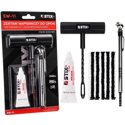 Immagine prodotto di Kit di riparazione pneumatici STIX SW-11 in confezione blister da 8 pezzi per pneumatici tubeless