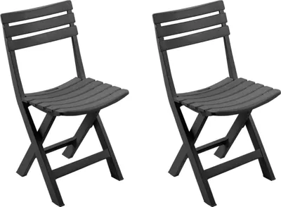 Image de lot de 2 chaises pliantes en plastique Chaise de jardin pliante anthracite
