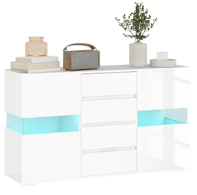 Immagine prodotto di Credenza Mobile Basso Multiuso con LED Regolabile con Telecomando 120x34x70 cm Bianco