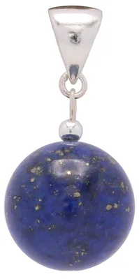 Produktbild von Anhänger aus echtem Lapis-Lazuli & 925 Silber Kugel Edelstein dunkel-blau glatt Damen