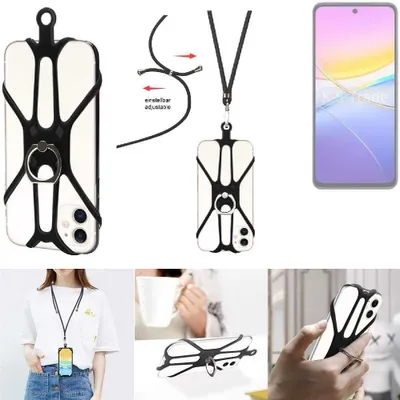 Produktbild von K-S-Trade 3in1 Handykette Handyband Handykordel Halsband Smartphone-Ring Handy-Ring kompatibel mit Vivo Y37 Pro 5G Fingerhalterung Handyring