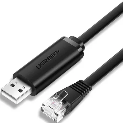 Produktbild von Flachkabel USB-A 2.0 zu Ethernet RJ45, Ugreen CM204, 3 m, Schwarz