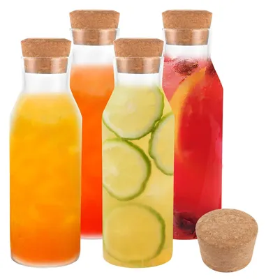 Produktbild von Set aus 4 Glaskaraffen mit Korkdeckel 1,2 Liter
