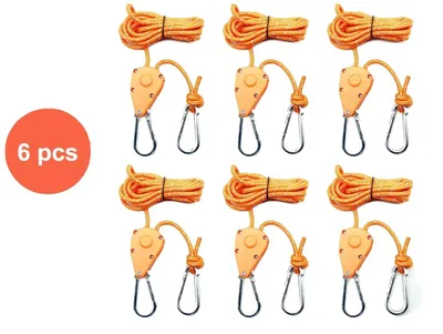 Image de Fixation pour corde de tente, forte capacité de charge, conception réglable, 5 m, 6 pièces, orange