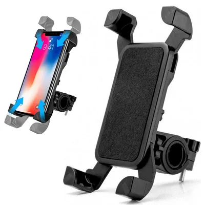 Productafbeelding van Telefoonhouder fiets - Tweede zoeknaam: fietshouder telefoon - 360° draaibaar - Wiebelvrij - 3,5 tot 7 inch - Zwart
