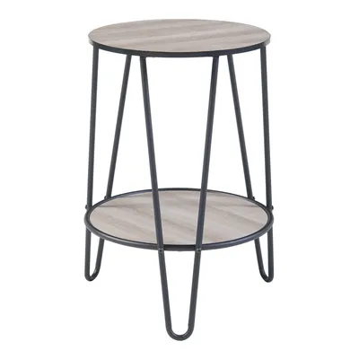 Produktbild von en.casa® Beistelltisch Ylöjärvi, Schwarz/Eiche-Optik, aus Metall & MDF, 61x44x44 cm, pflegeleicht, einfacher Aufbau